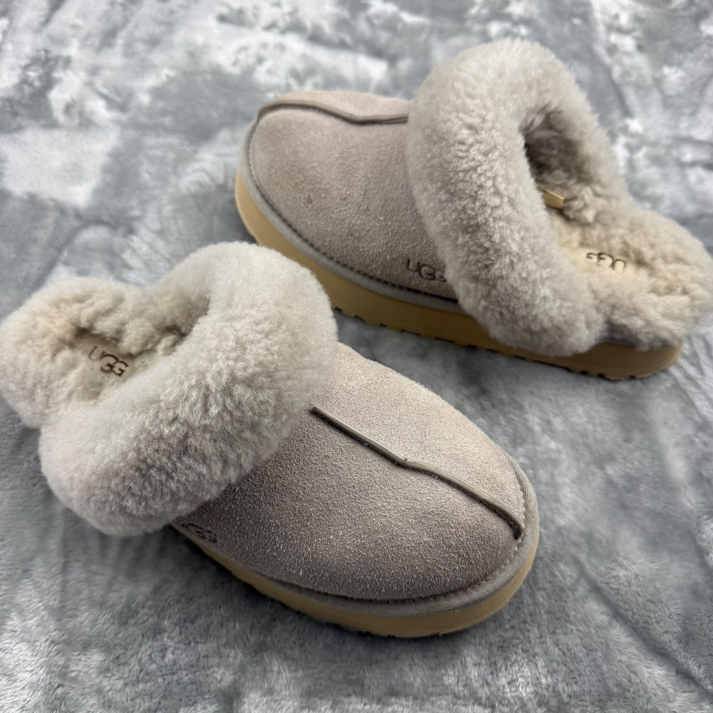 UGG Disquette Suede Platform Slippers Goat Grey Womens 8 1122550‎ - Picture 11 of 13